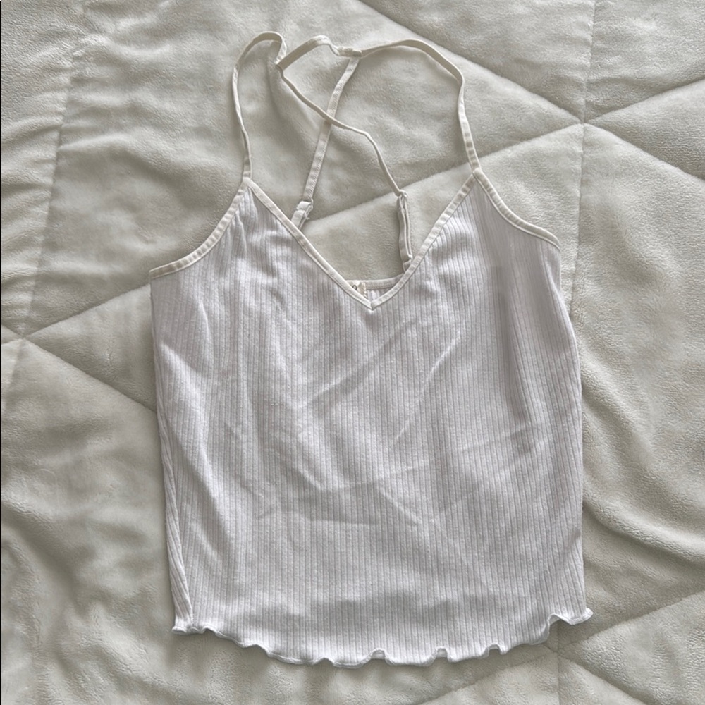 Elegant White Ribbed Women's Top